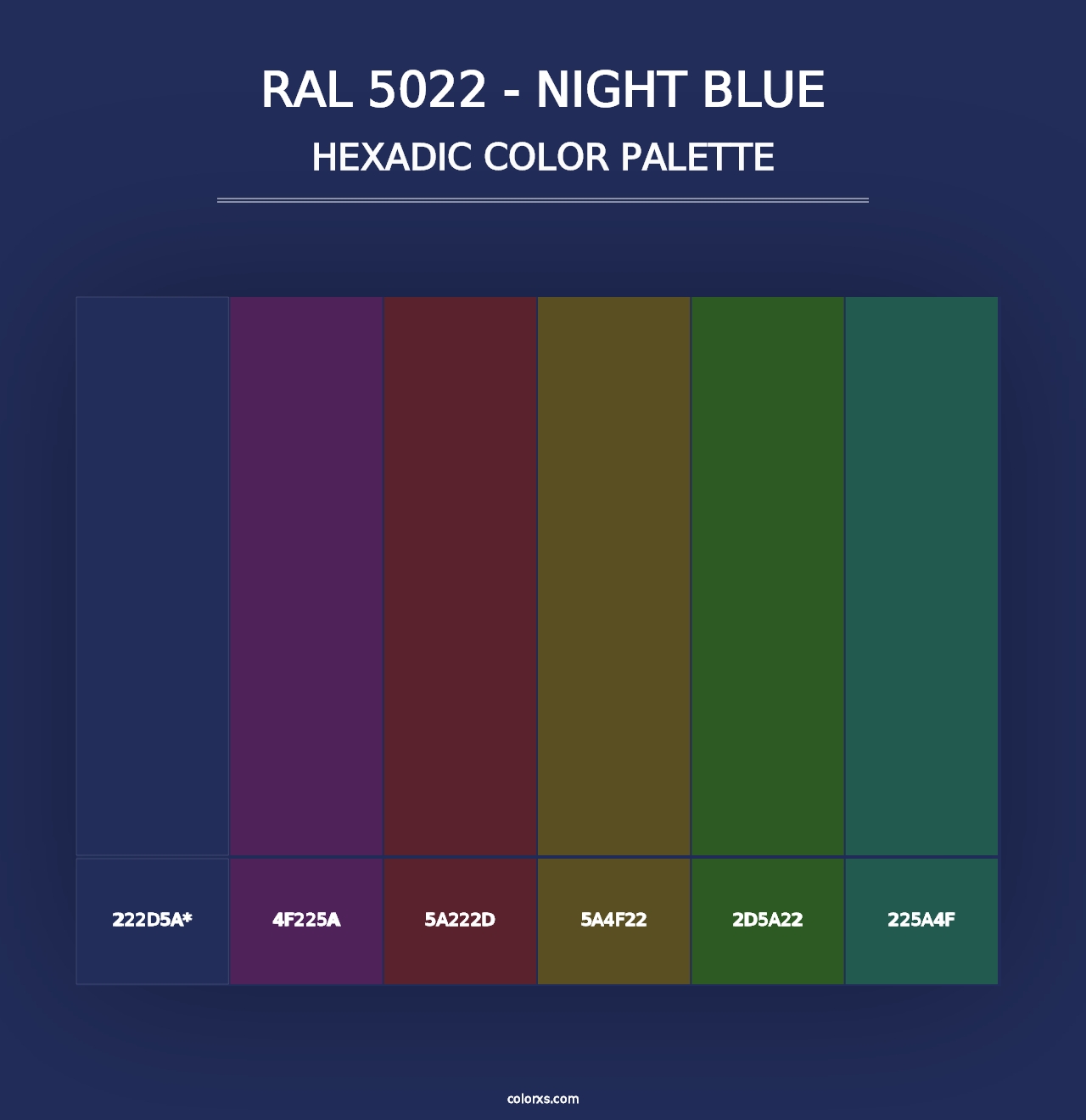 RAL 5022 - Night Blue - Hexadic Color Palette