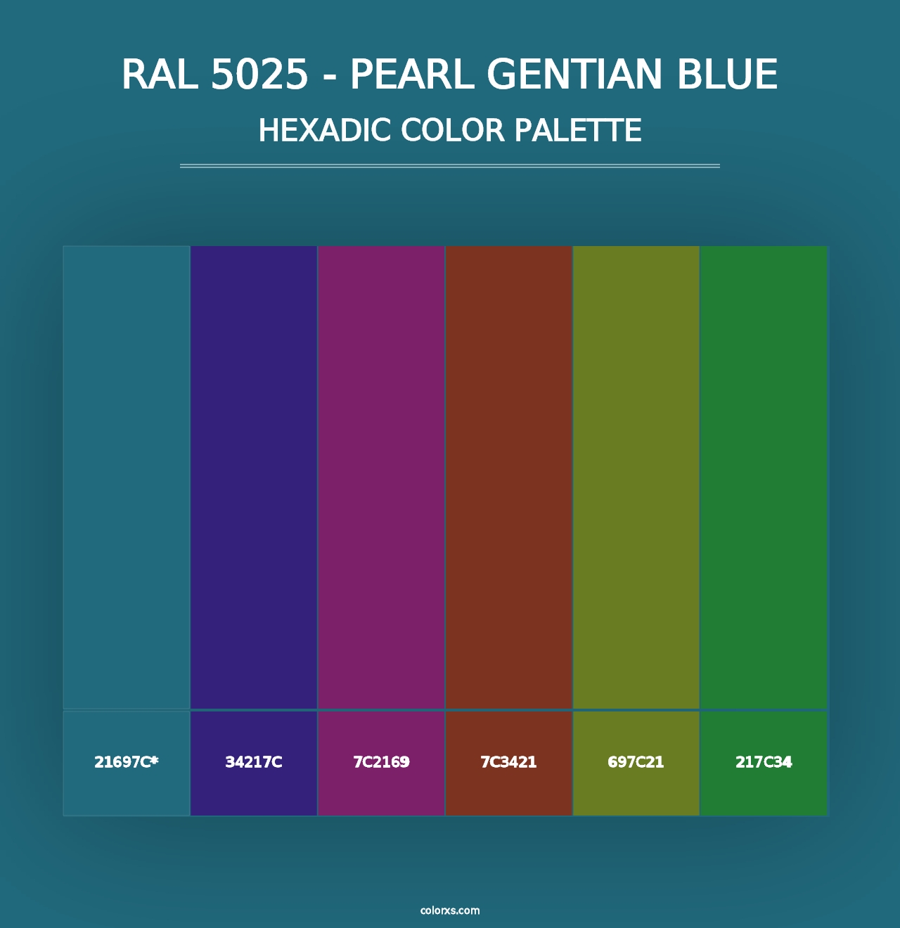 RAL 5025 - Pearl Gentian Blue - Hexadic Color Palette