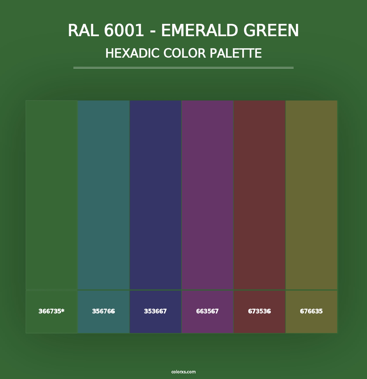 RAL 6001 - Emerald Green - Hexadic Color Palette