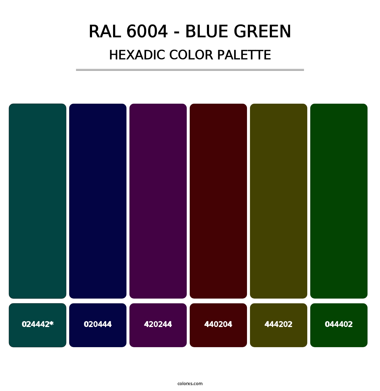 RAL 6004 - Blue Green - Hexadic Color Palette