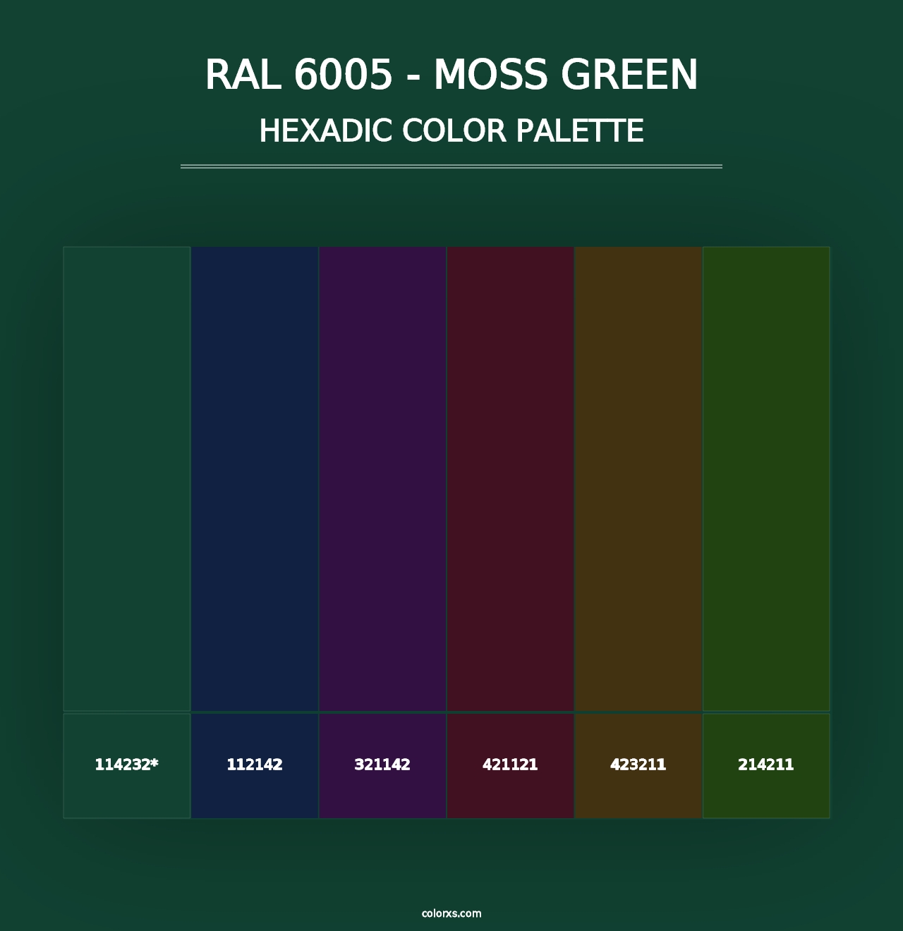 RAL 6005 - Moss Green - Hexadic Color Palette