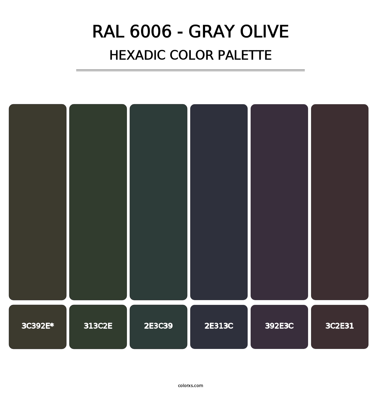 RAL 6006 - Gray Olive - Hexadic Color Palette