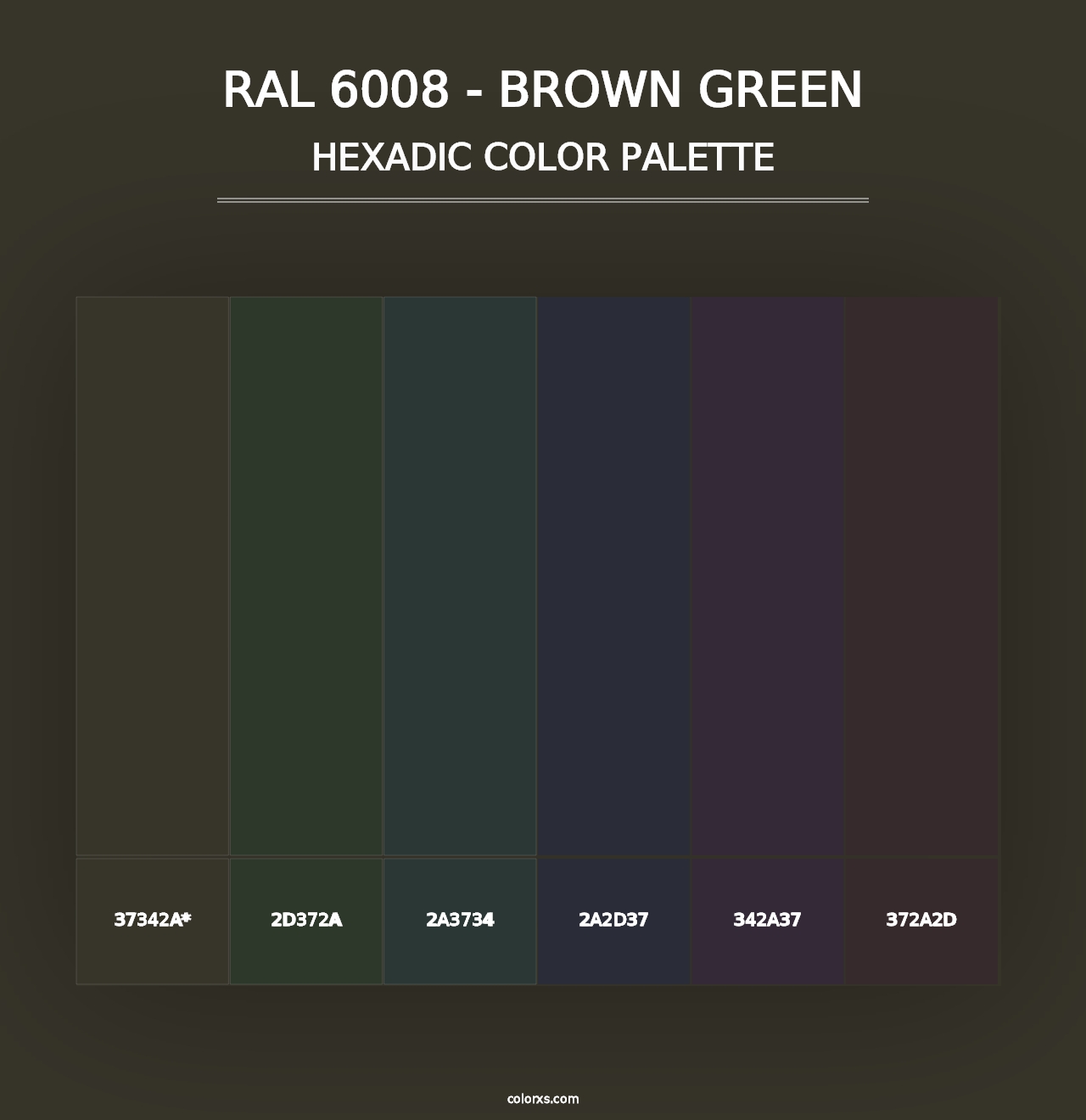 RAL 6008 - Brown Green - Hexadic Color Palette