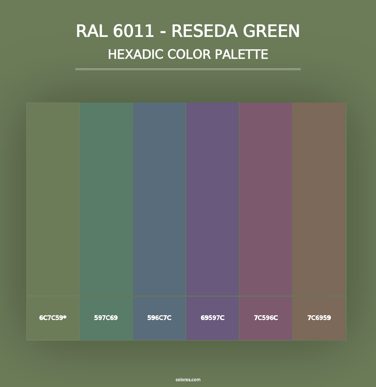 RAL 6011 - Reseda Green - Hexadic Color Palette