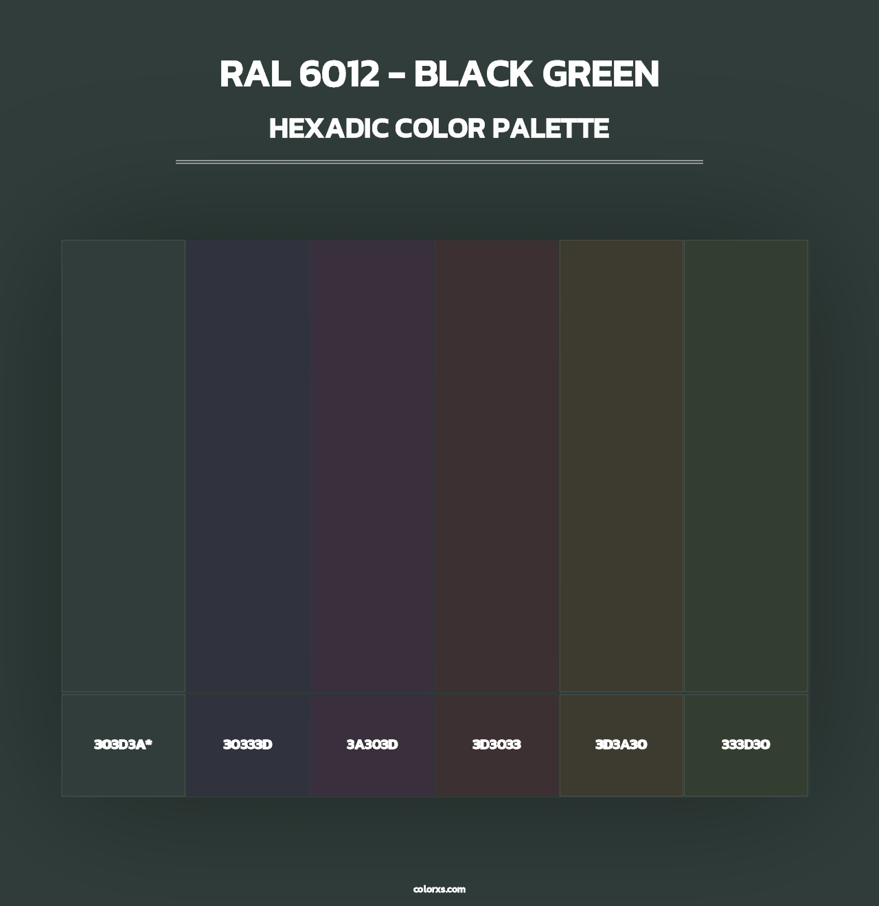 RAL 6012 - Black Green - Hexadic Color Palette