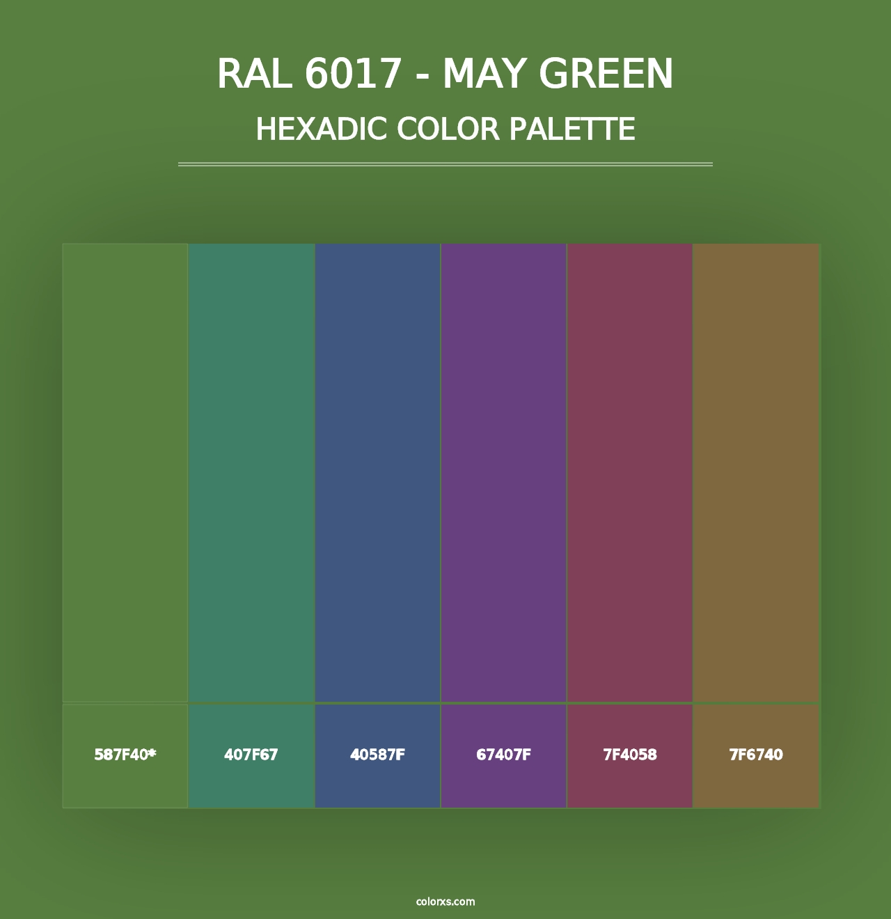 RAL 6017 - May Green - Hexadic Color Palette