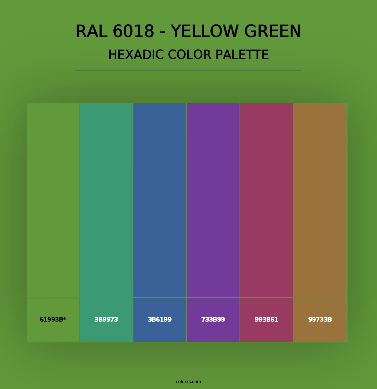 RAL 6018 - Yellow Green - Hexadic Color Palette