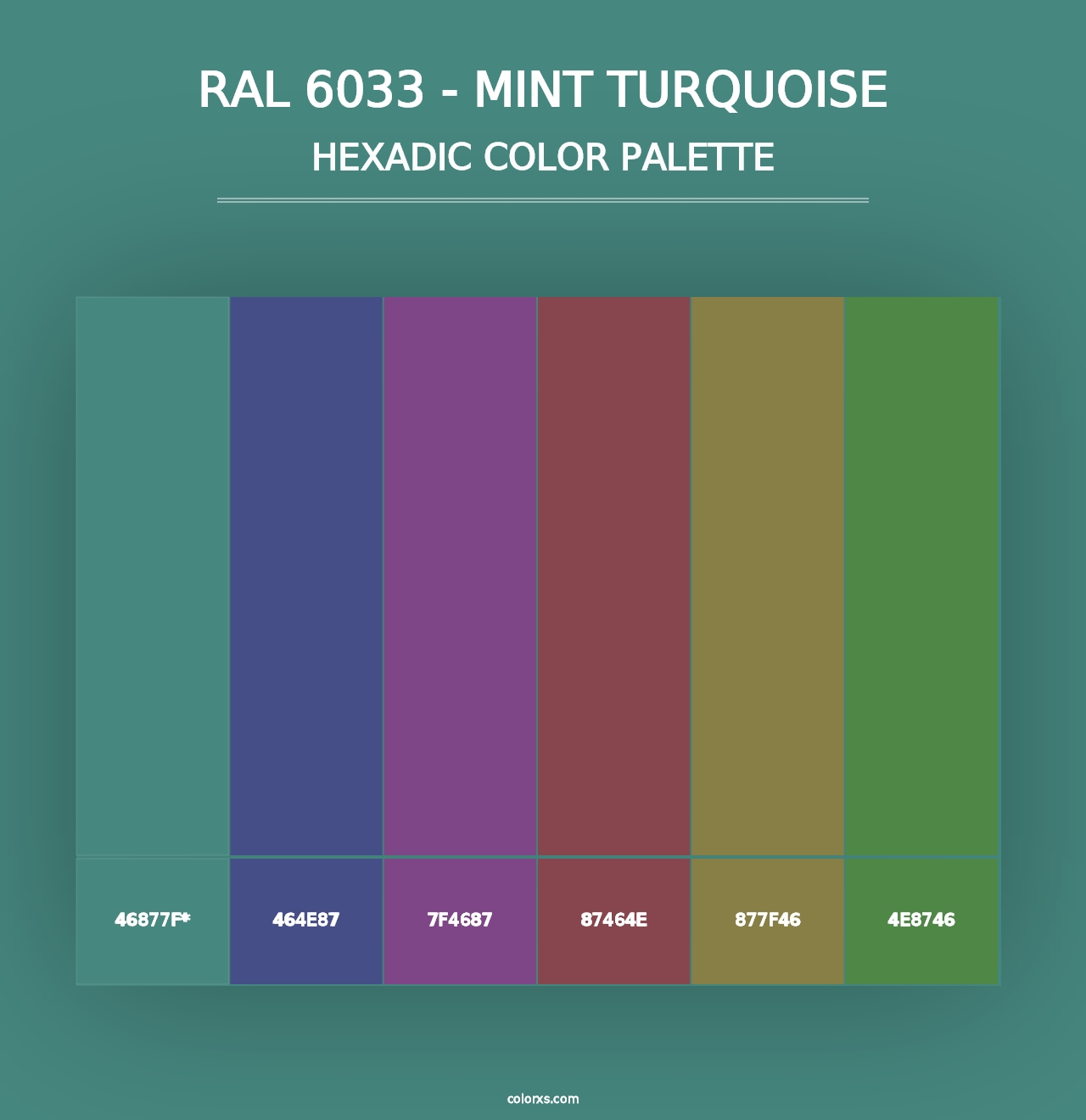 RAL 6033 - Mint Turquoise - Hexadic Color Palette