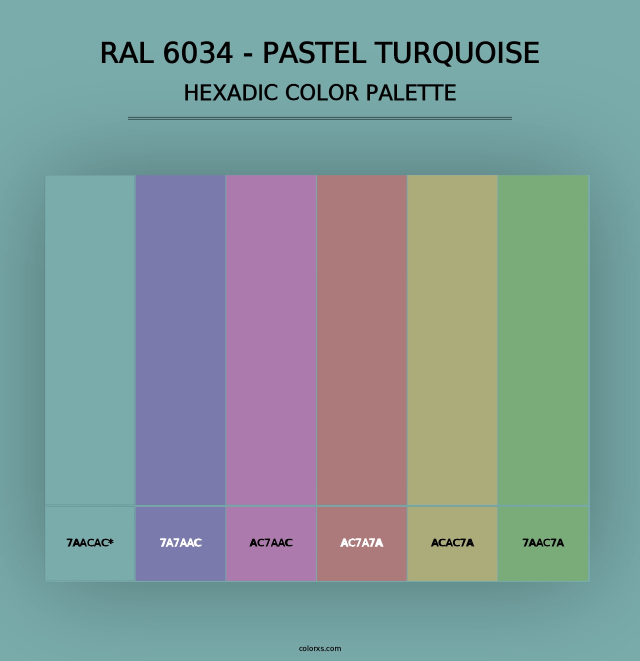 RAL 6034 - Pastel turquoise - Hexadic Color Palette