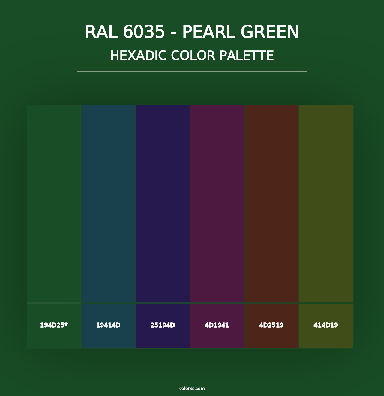 RAL 6035 - Pearl Green - Hexadic Color Palette