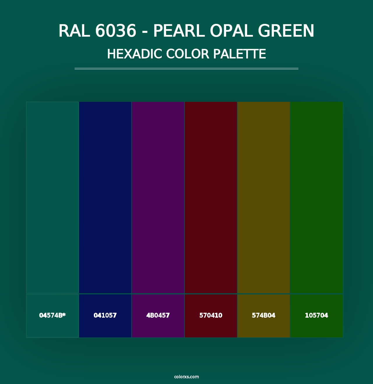 RAL 6036 - Pearl Opal Green - Hexadic Color Palette