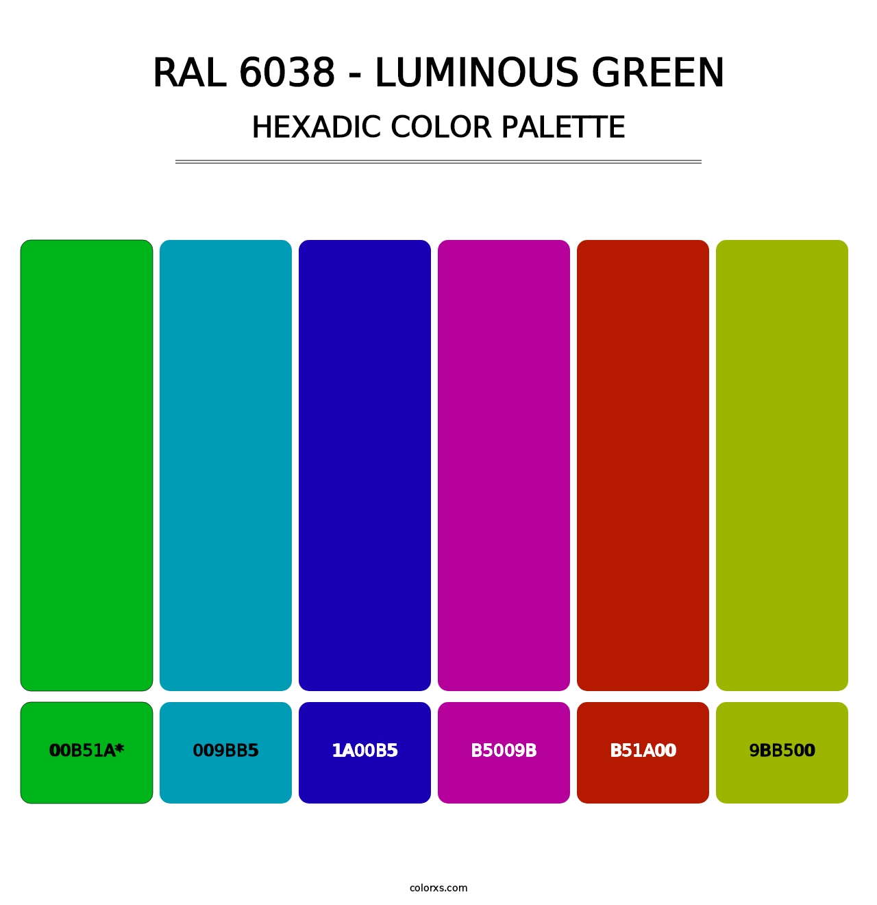 RAL 6038 - Luminous Green - Hexadic Color Palette