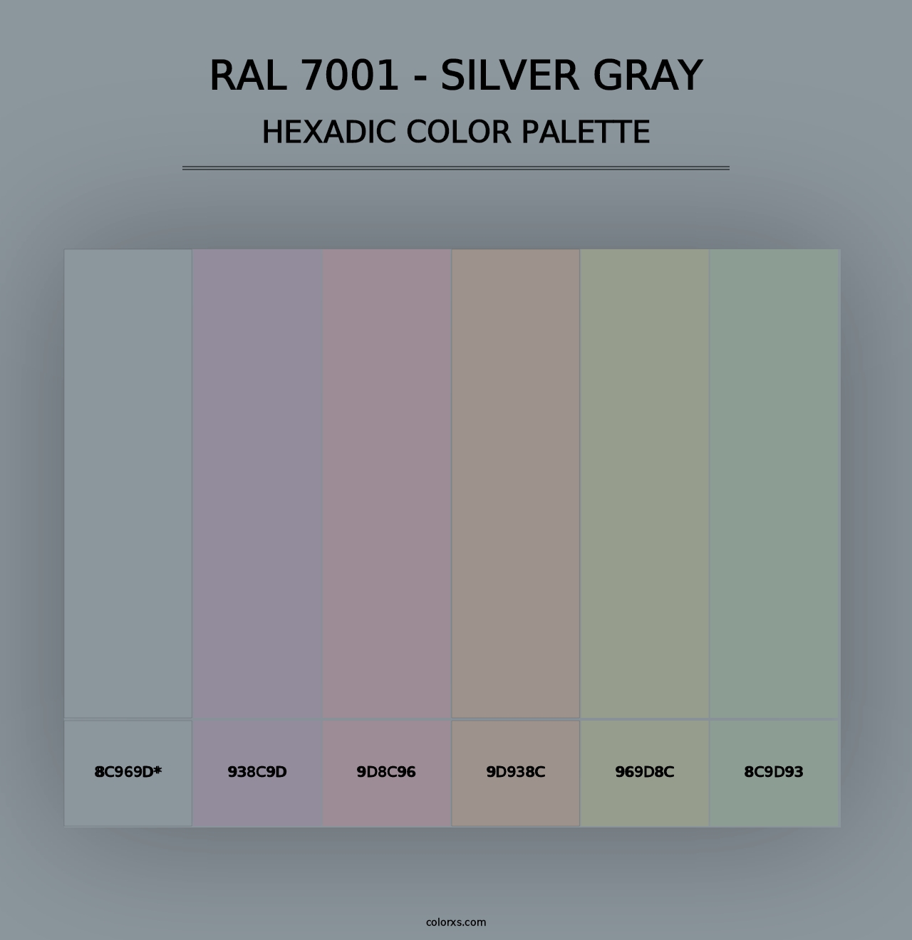 RAL 7001 - Silver Gray - Hexadic Color Palette