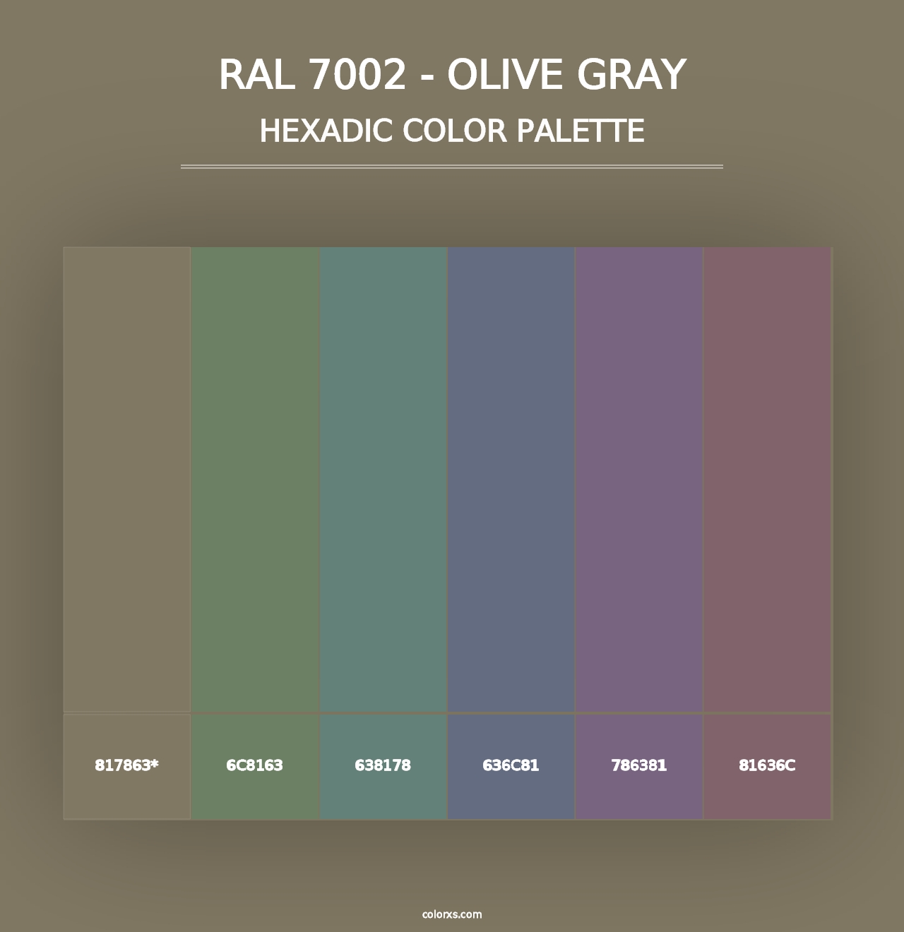 RAL 7002 - Olive Gray - Hexadic Color Palette