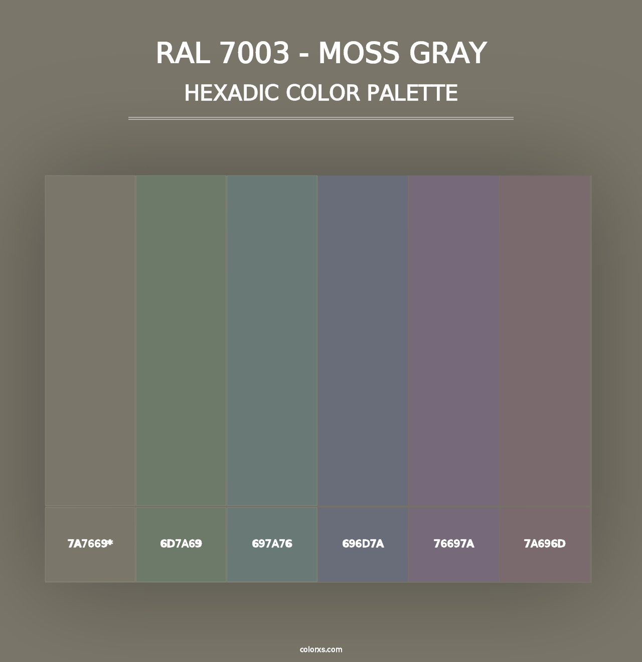 RAL 7003 - Moss Gray - Hexadic Color Palette