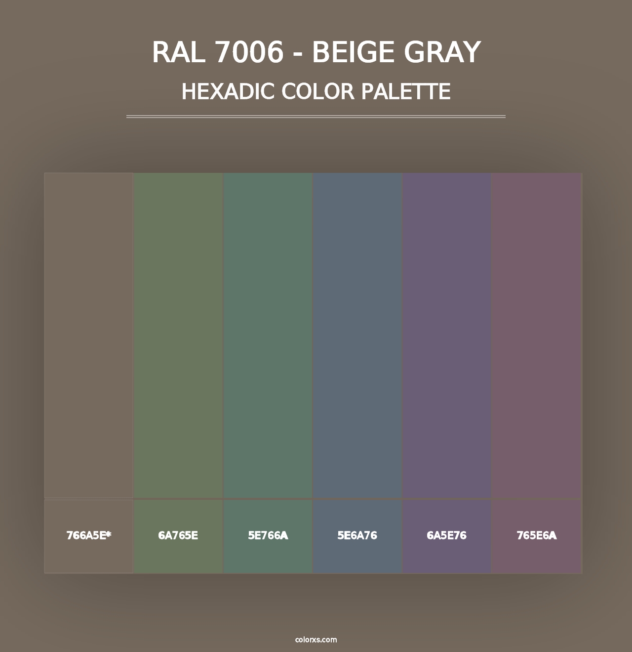 RAL 7006 - Beige Gray - Hexadic Color Palette