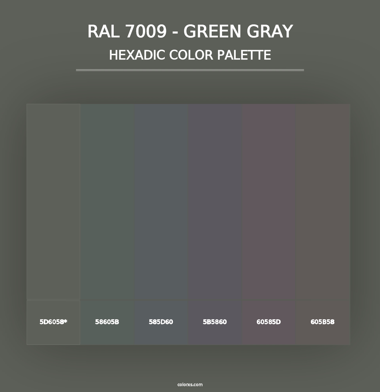 RAL 7009 - Green Gray - Hexadic Color Palette