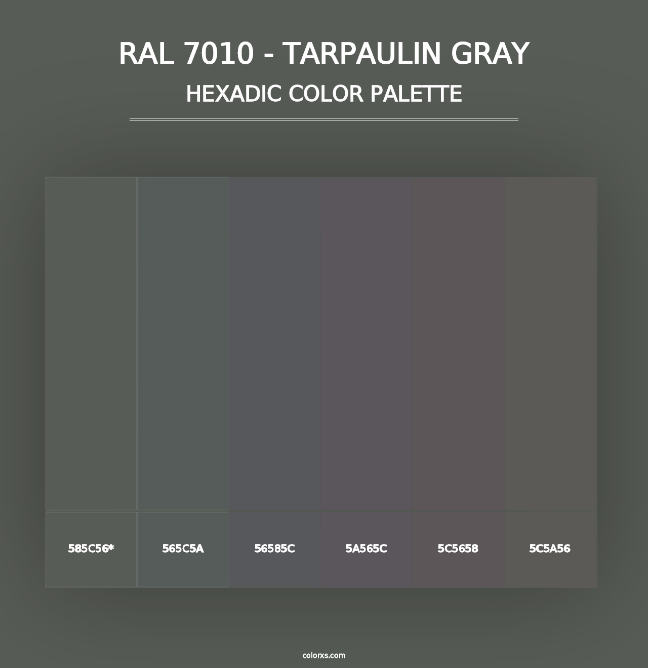 RAL 7010 - Tarpaulin Gray - Hexadic Color Palette