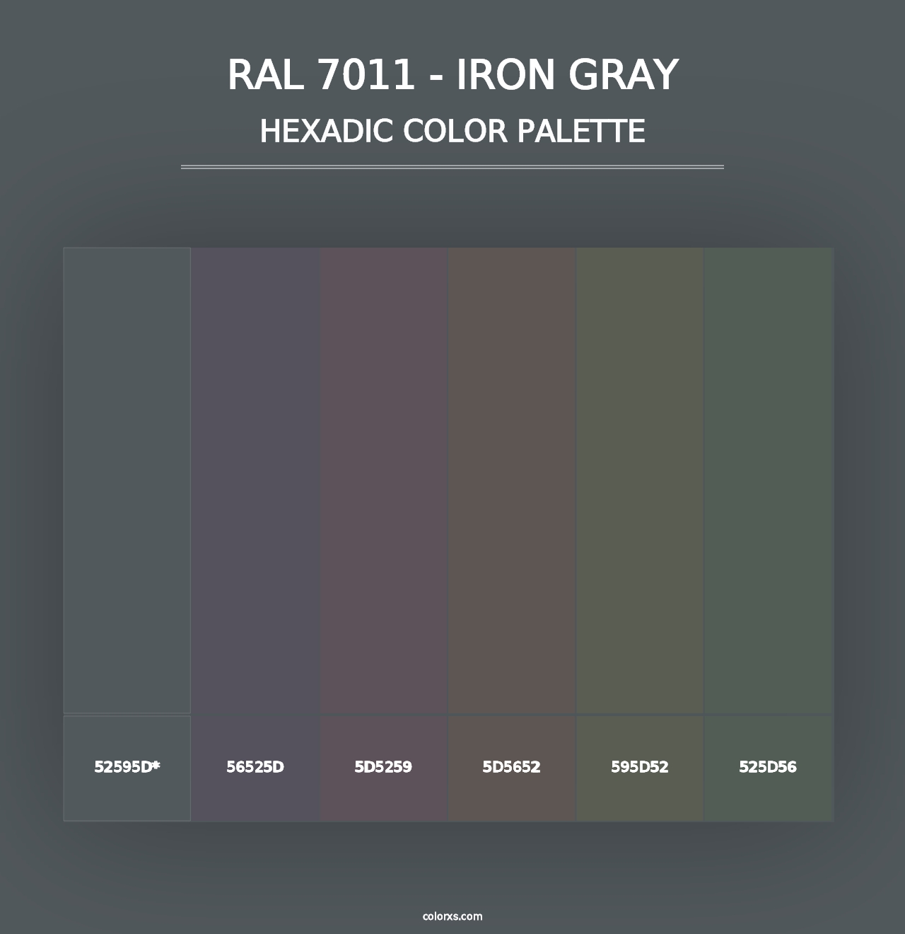 RAL 7011 - Iron Gray - Hexadic Color Palette