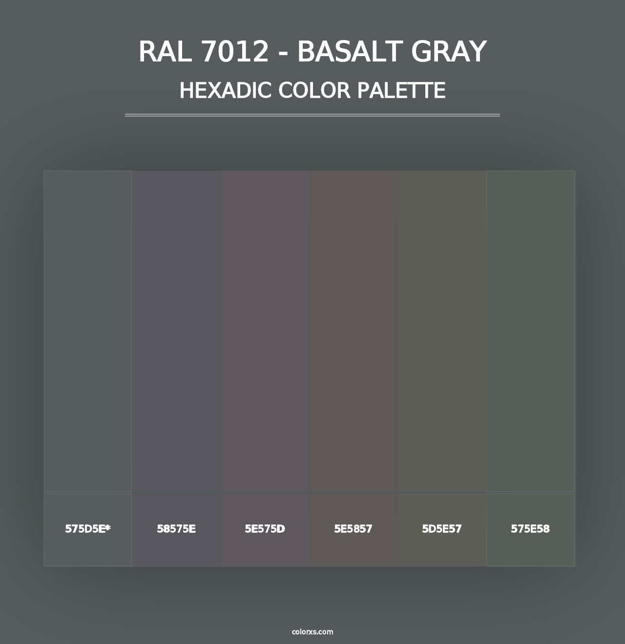 RAL 7012 - Basalt Gray - Hexadic Color Palette