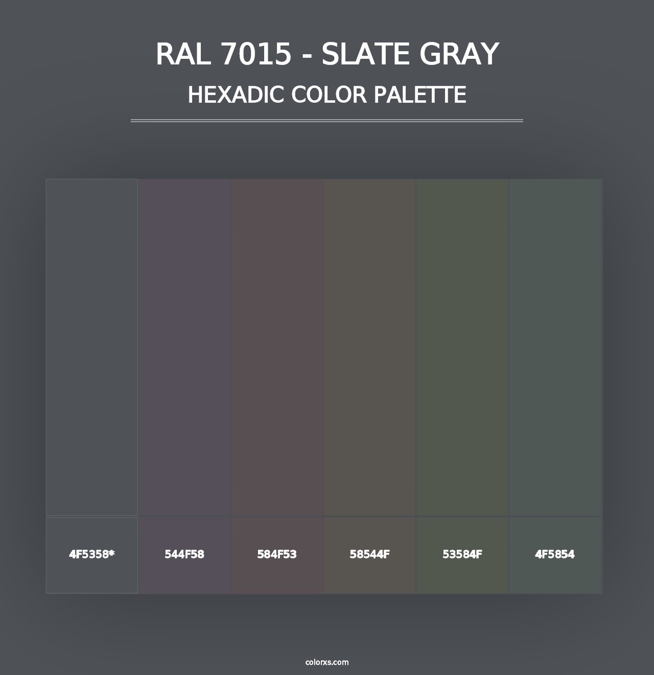 RAL 7015 - Slate Gray - Hexadic Color Palette