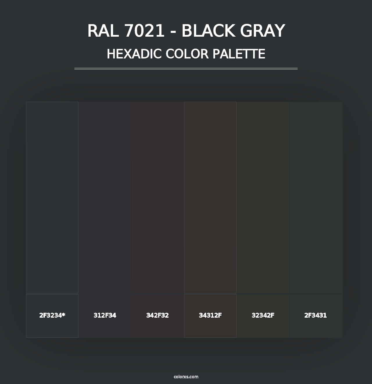 RAL 7021 - Black Gray - Hexadic Color Palette