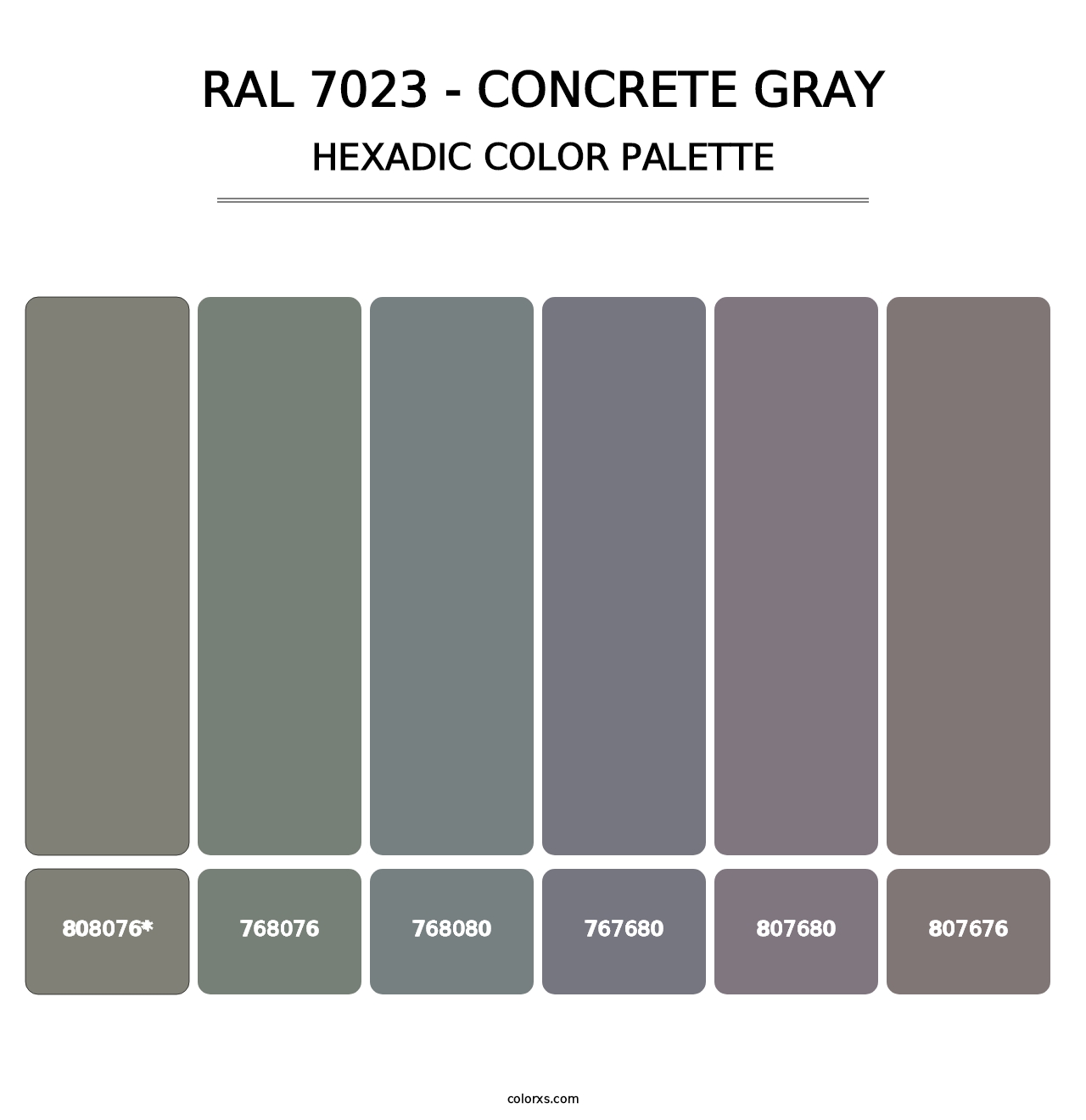 RAL 7023 - Concrete Gray - Hexadic Color Palette