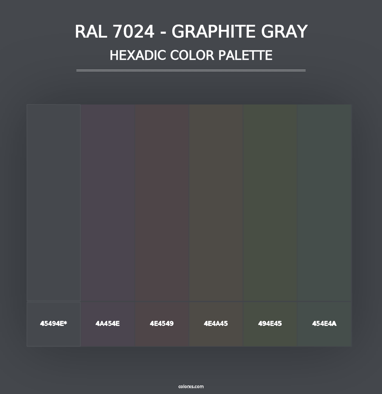 RAL 7024 - Graphite Gray - Hexadic Color Palette