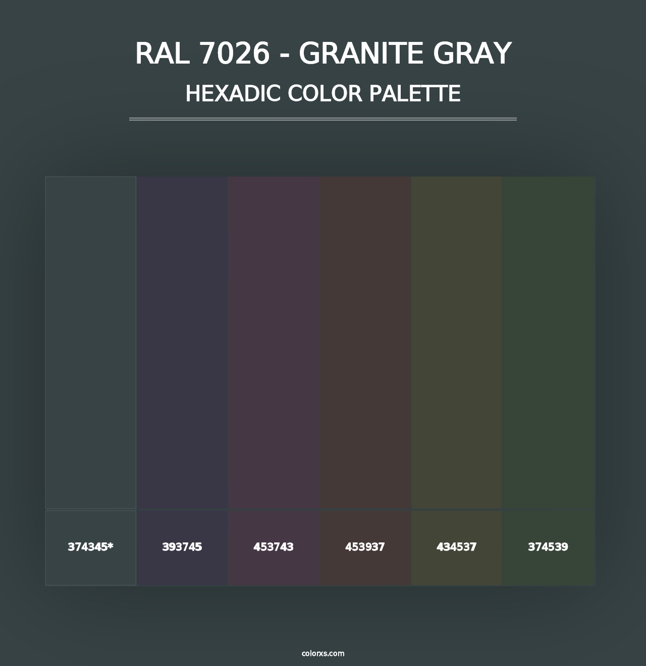 RAL 7026 - Granite Gray - Hexadic Color Palette