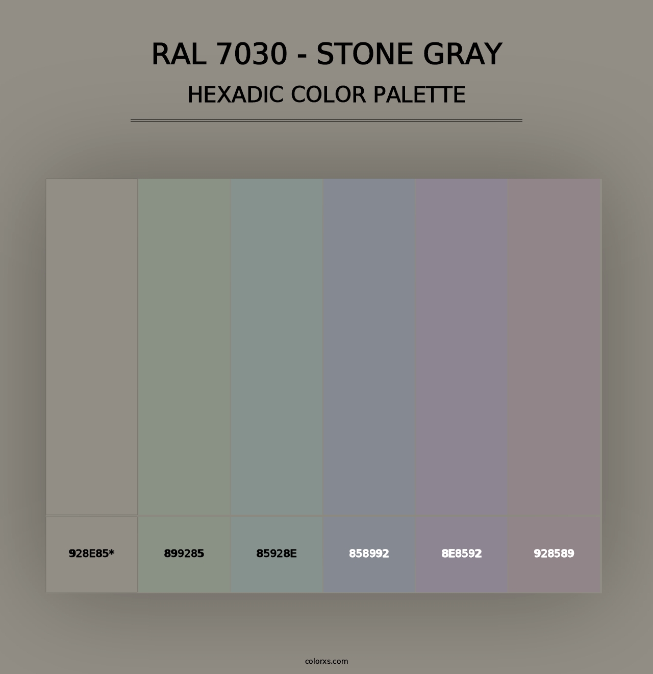 RAL 7030 - Stone Gray - Hexadic Color Palette