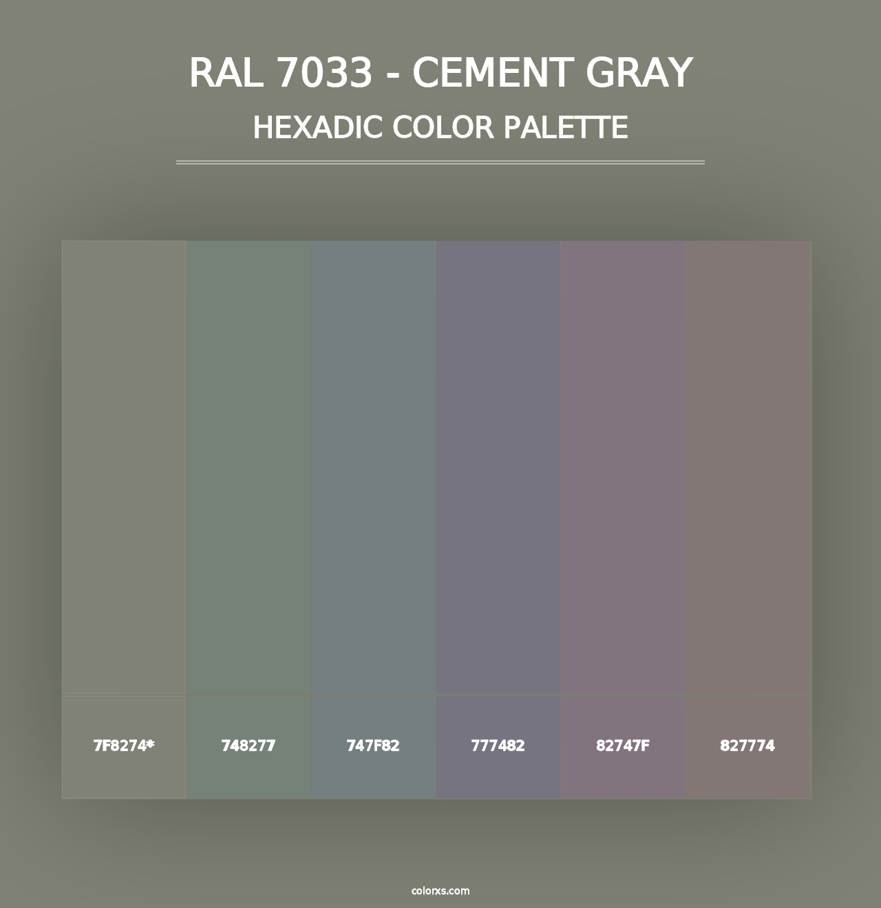 RAL 7033 - Cement Gray - Hexadic Color Palette