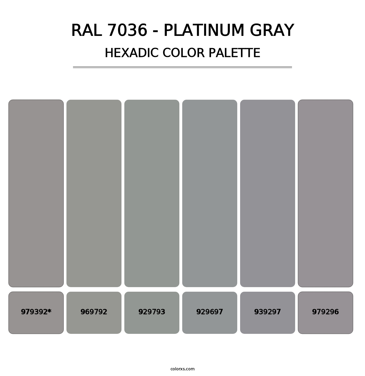 RAL 7036 - Platinum Gray - Hexadic Color Palette