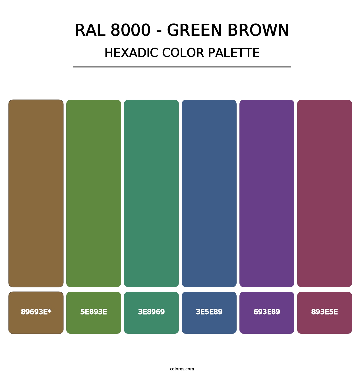 RAL 8000 - Green Brown - Hexadic Color Palette