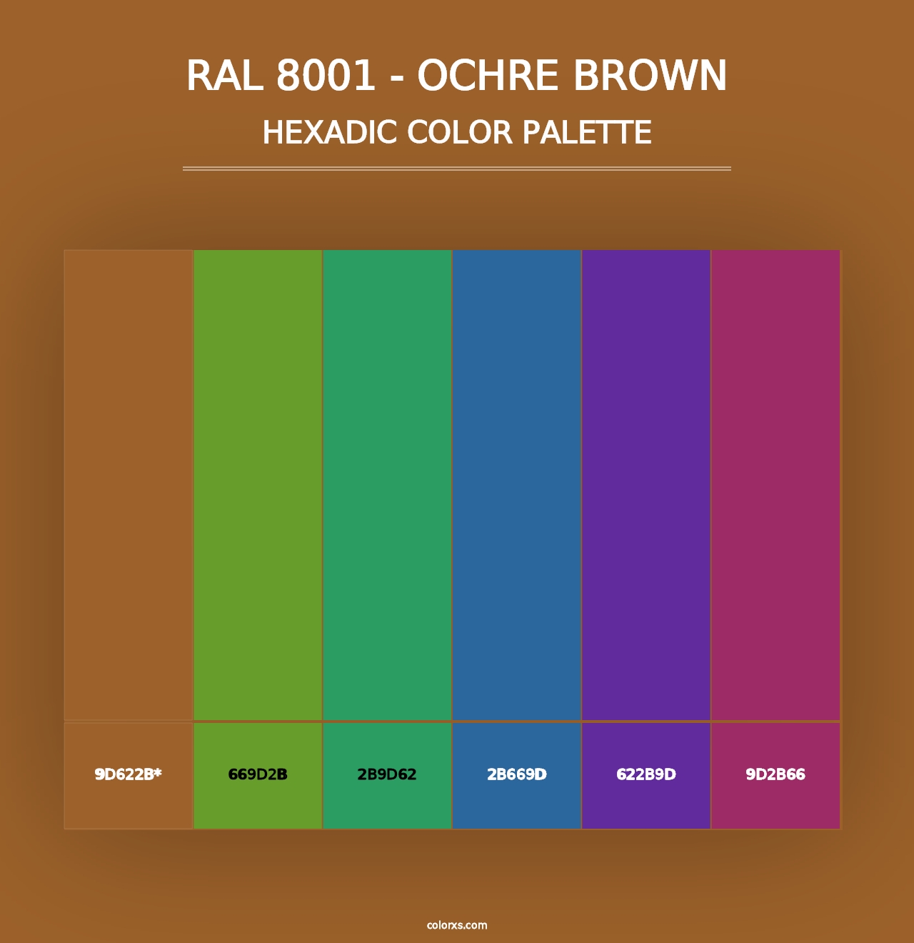 RAL 8001 - Ochre Brown - Hexadic Color Palette