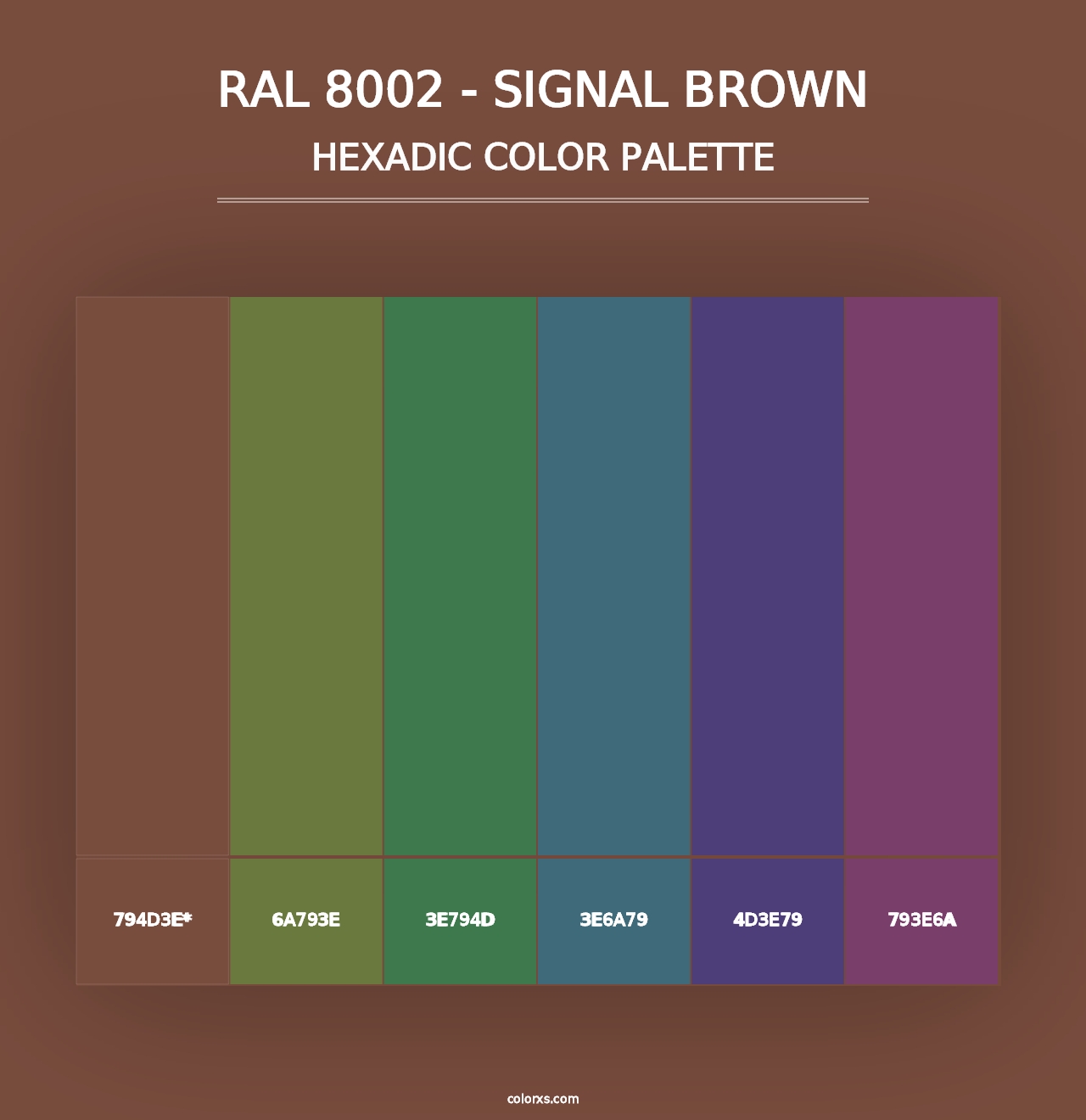 RAL 8002 - Signal Brown - Hexadic Color Palette