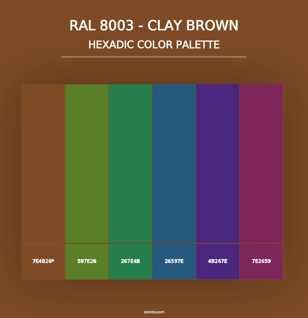 RAL 8003 - Clay Brown - Hexadic Color Palette