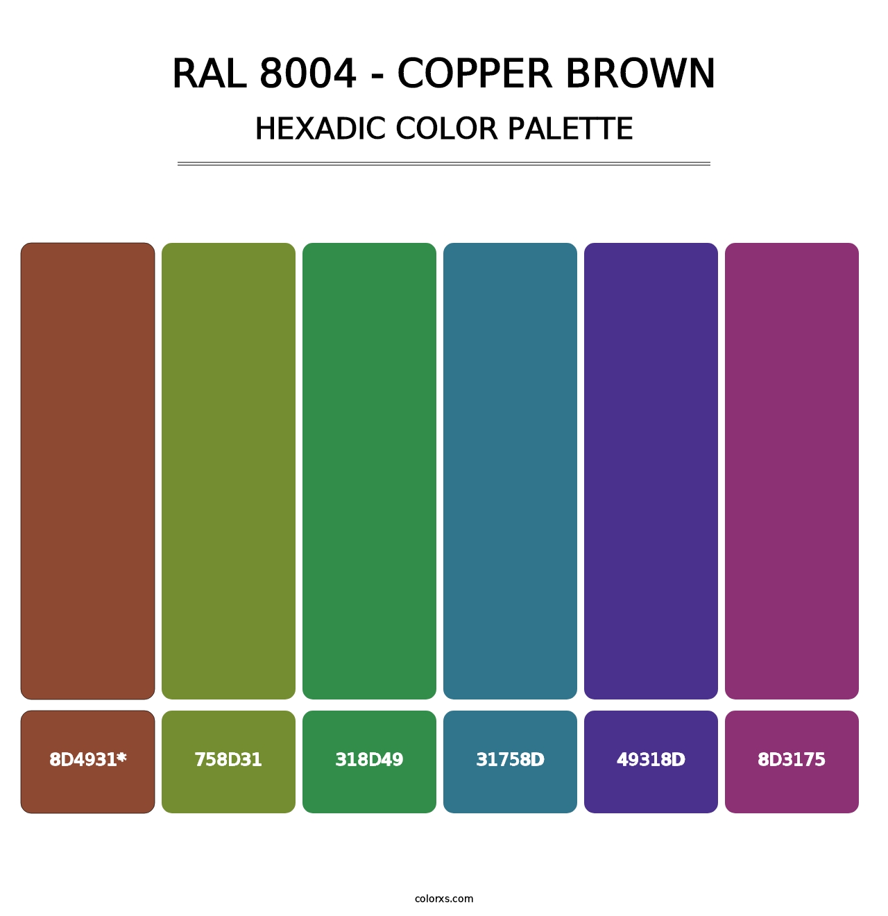 RAL 8004 - Copper Brown - Hexadic Color Palette