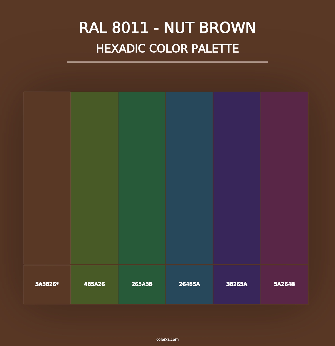 RAL 8011 - Nut Brown - Hexadic Color Palette