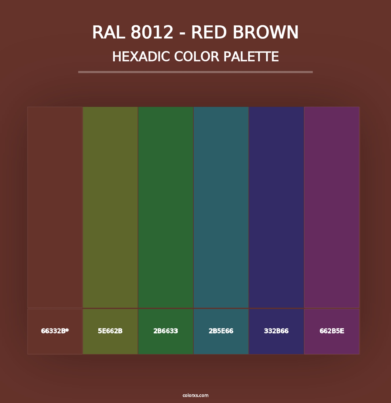 RAL 8012 - Red Brown - Hexadic Color Palette