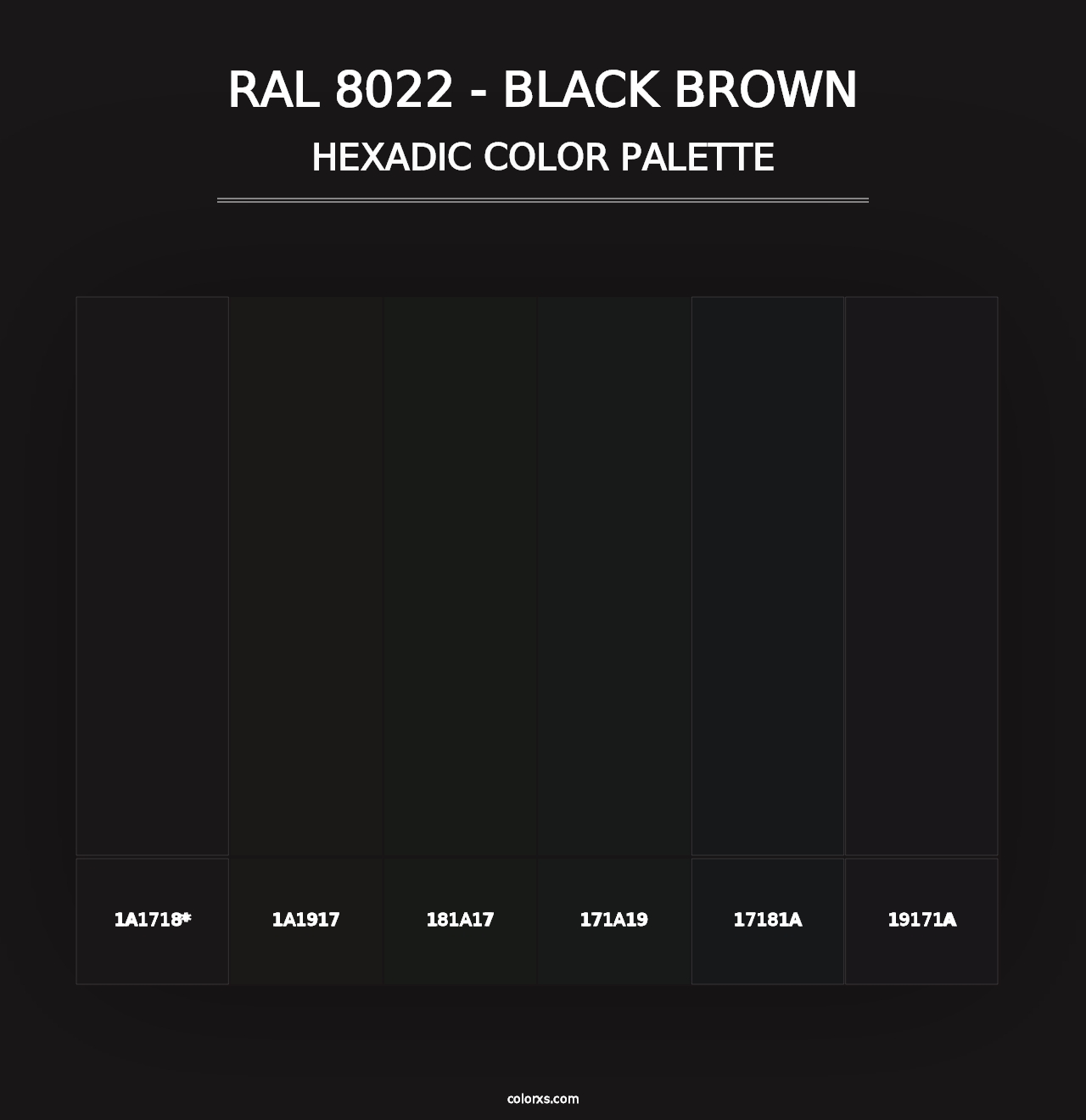 RAL 8022 - Black Brown - Hexadic Color Palette