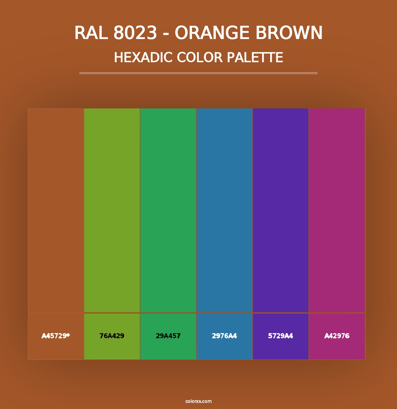 RAL 8023 - Orange Brown - Hexadic Color Palette