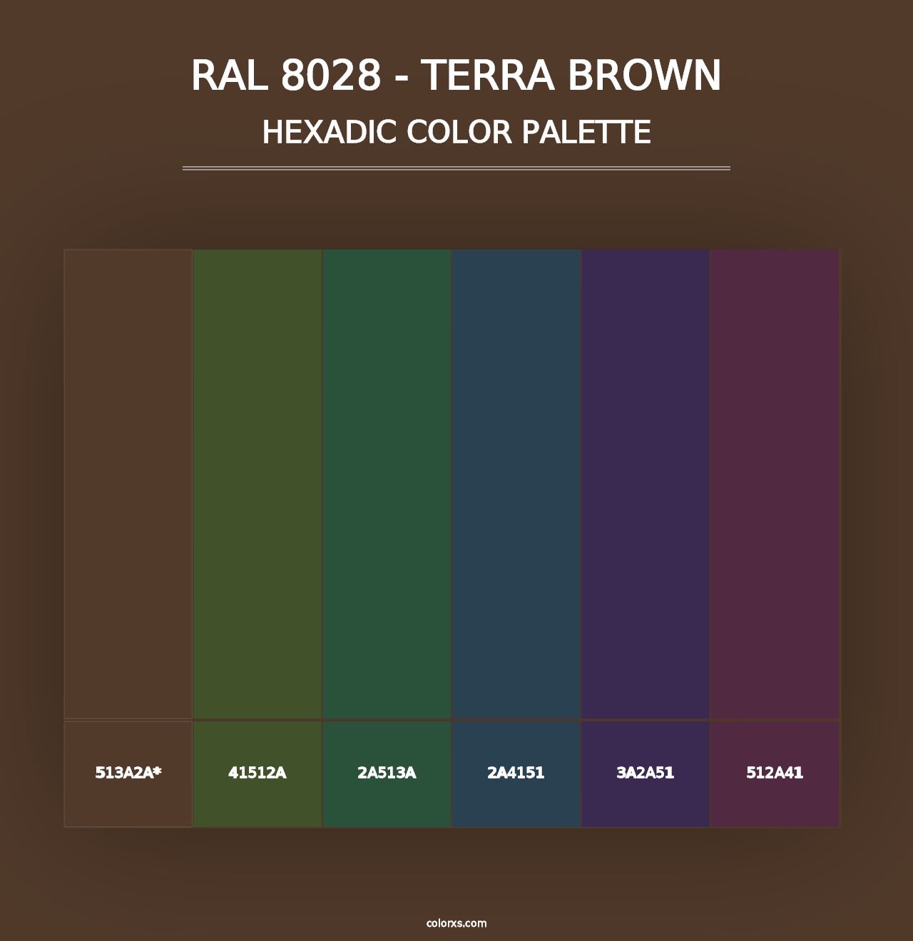 RAL 8028 - Terra Brown - Hexadic Color Palette