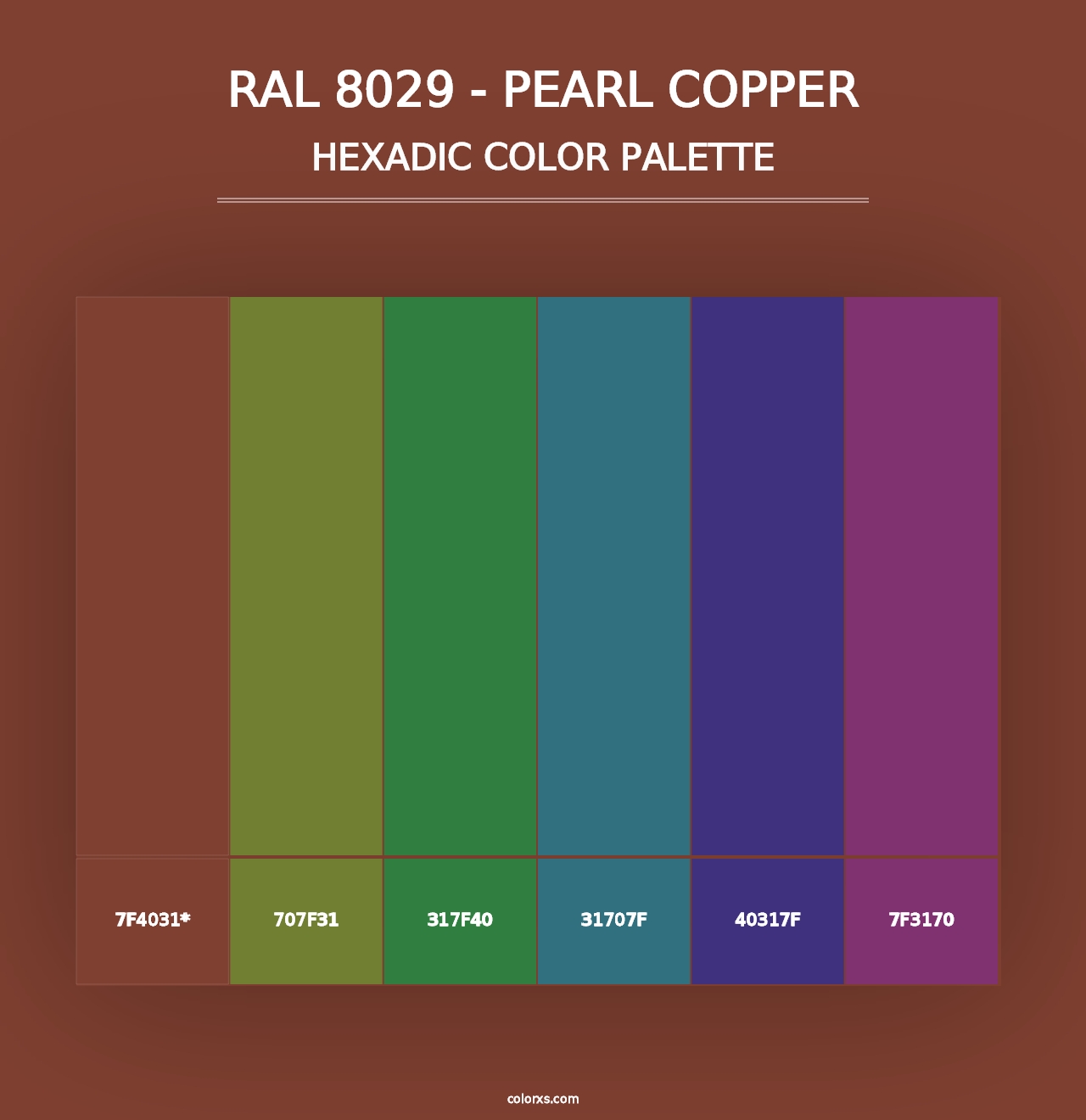 RAL 8029 - Pearl Copper - Hexadic Color Palette