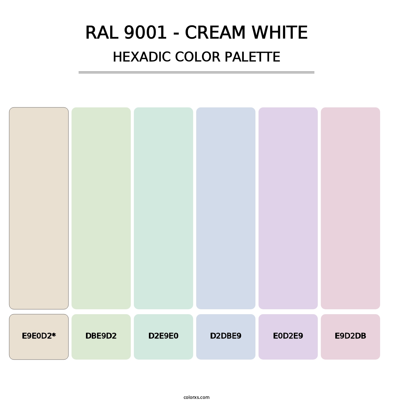 RAL 9001 - Cream White - Hexadic Color Palette