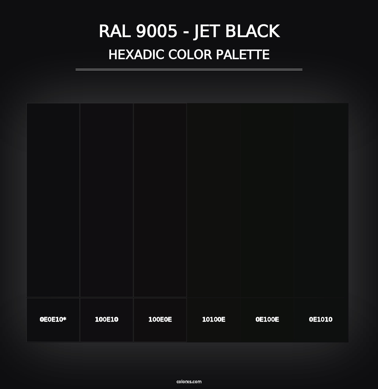 RAL 9005 - Jet Black - Hexadic Color Palette