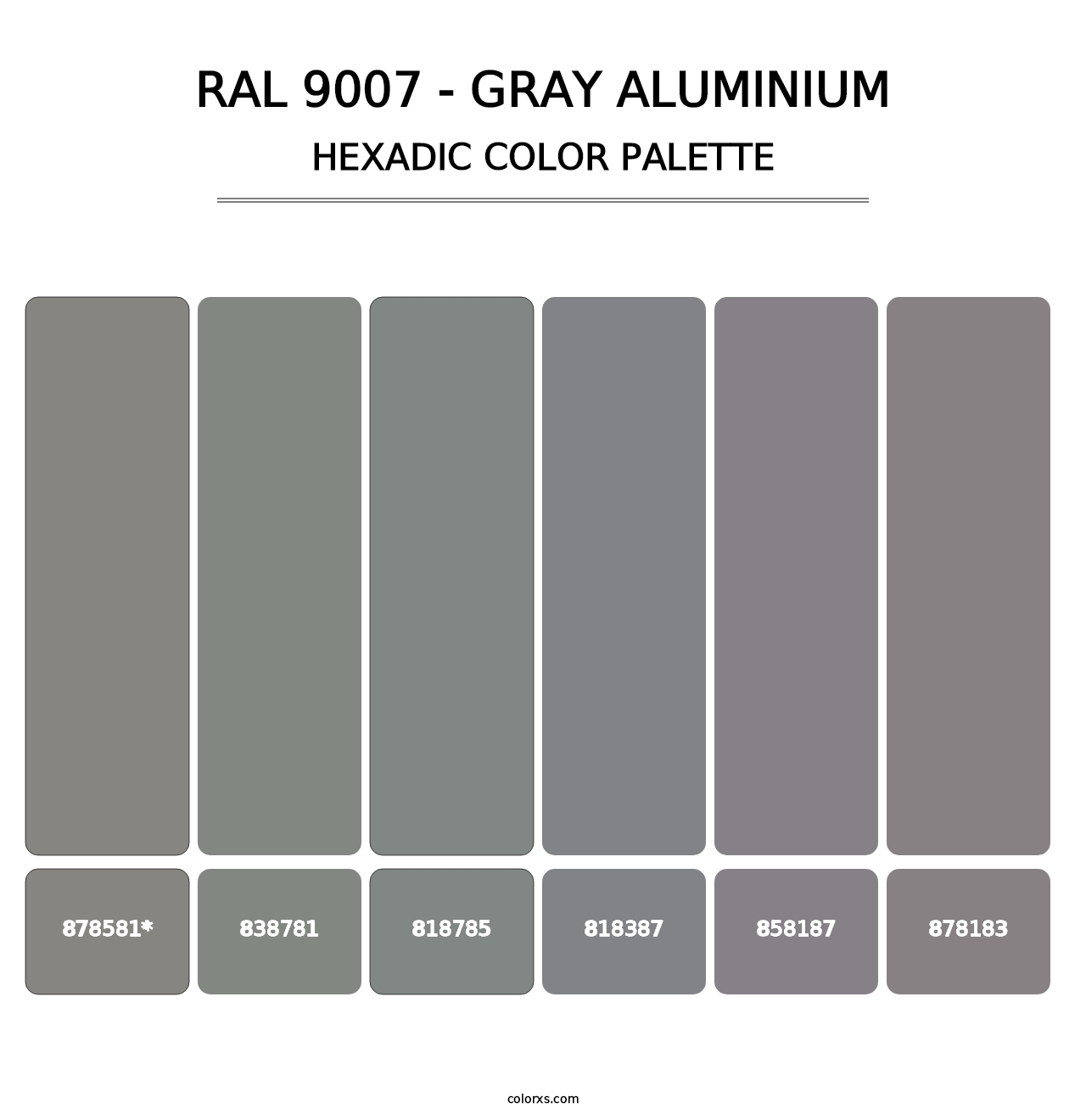 RAL 9007 - Gray Aluminium - Hexadic Color Palette