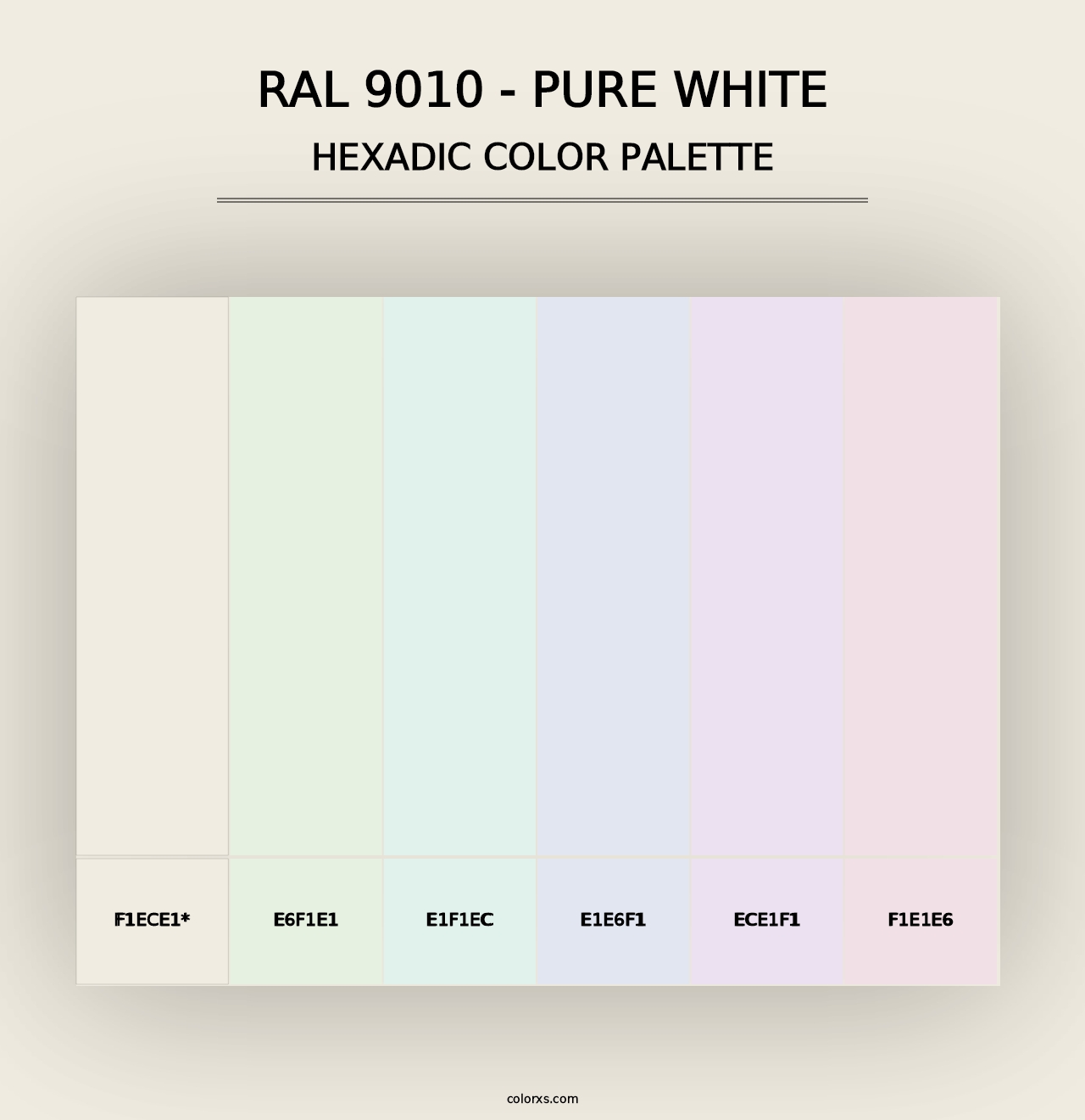 RAL 9010 - Pure White - Hexadic Color Palette