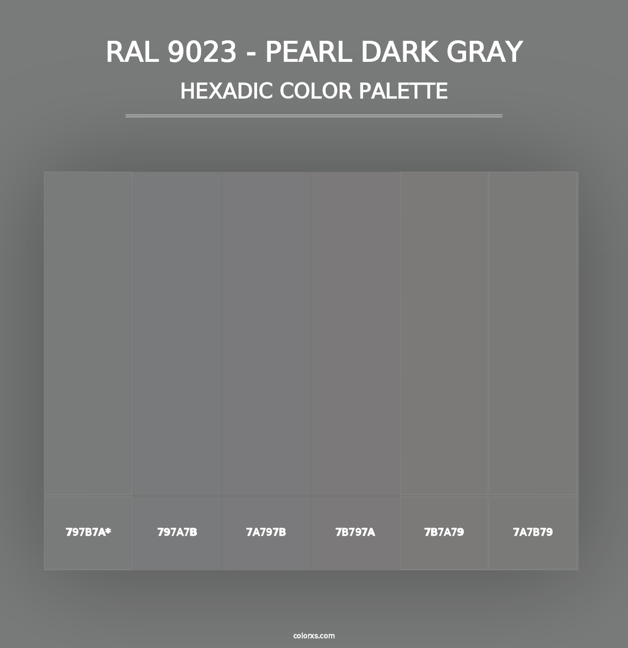 RAL 9023 - Pearl Dark Gray - Hexadic Color Palette