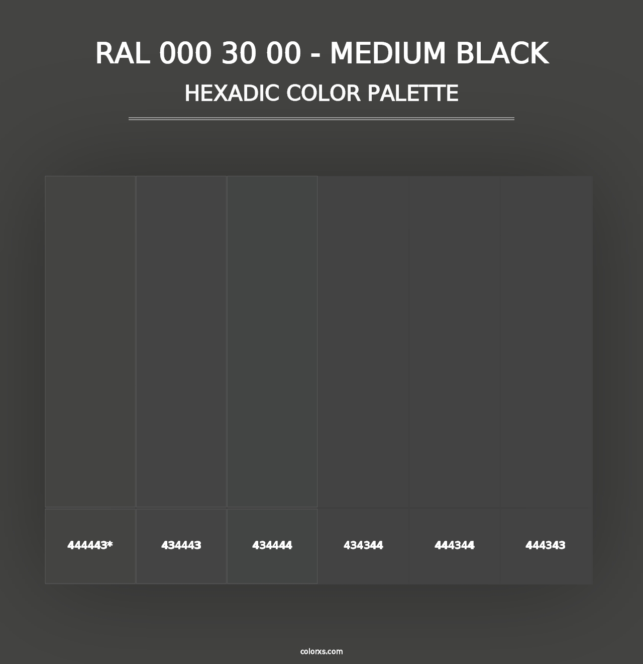 RAL 000 30 00 - Medium Black - Hexadic Color Palette