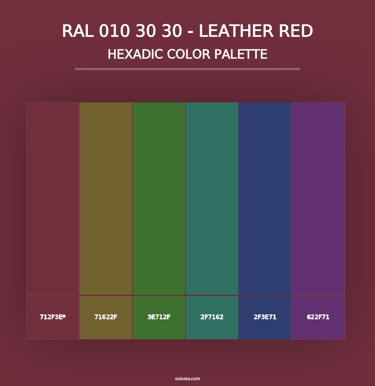 RAL 010 30 30 - Leather Red - Hexadic Color Palette